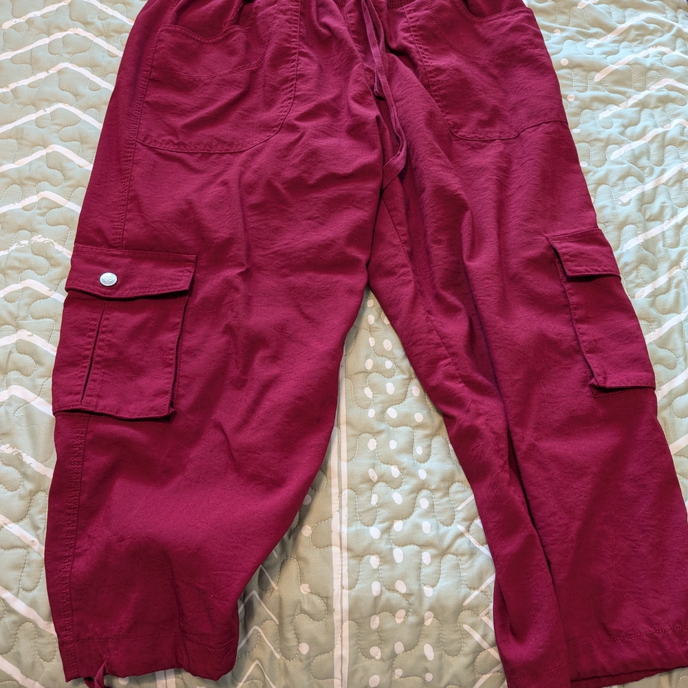 MoFiz Women's Cargo Capris Hiking Pants Lightweight Quick Dry Outdoor Large - Picture 2 of 4
